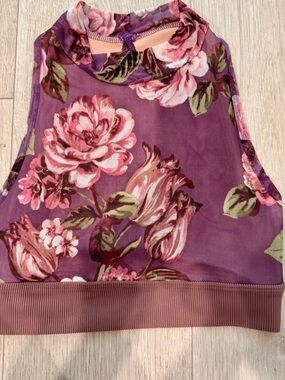Five the label/Five dancewear Floral Mesh Dance Bra/Crop Top in Purple/Pink